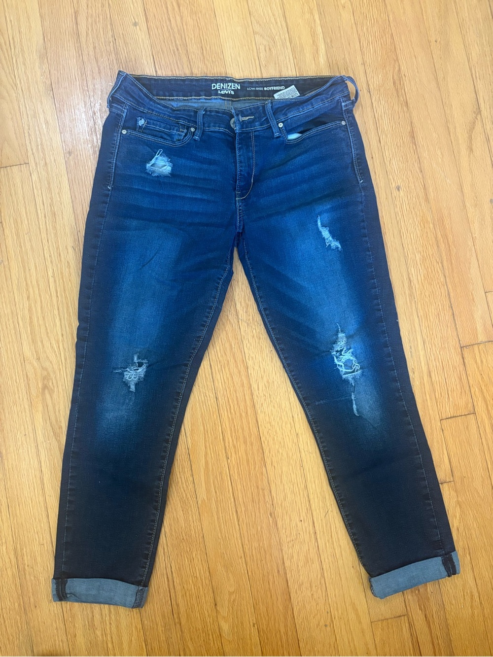 Levi's Dark Blue Distressed Boyfriend Jeans